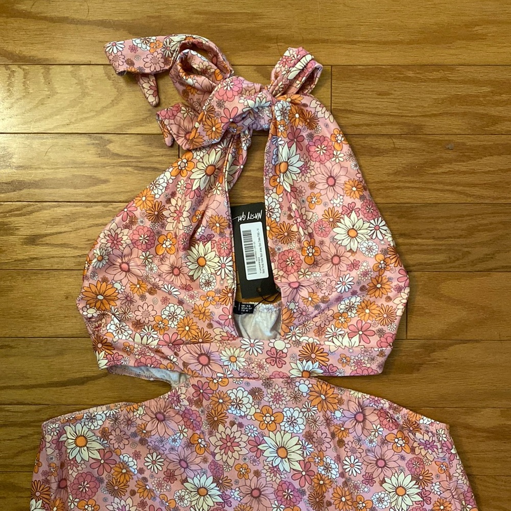 Pink floral Nasty Gal maxi dress.